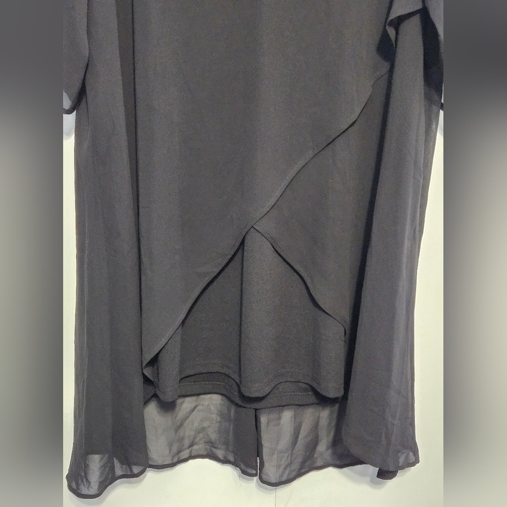 Agnes‎ Orinda Black Chiffon Overlay Dress 3X Flutter Sleeve NWT - Picture 4 of 6